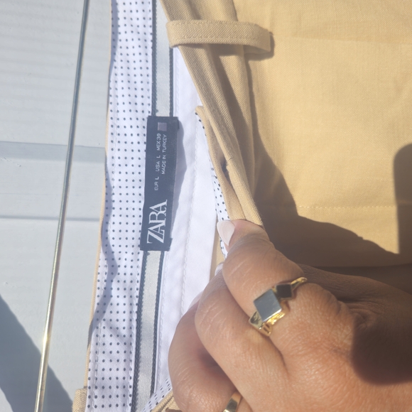 Zara Sophisticated Sand Wide-Leg Palazzo Pants Masculine - Picture 5 of 12